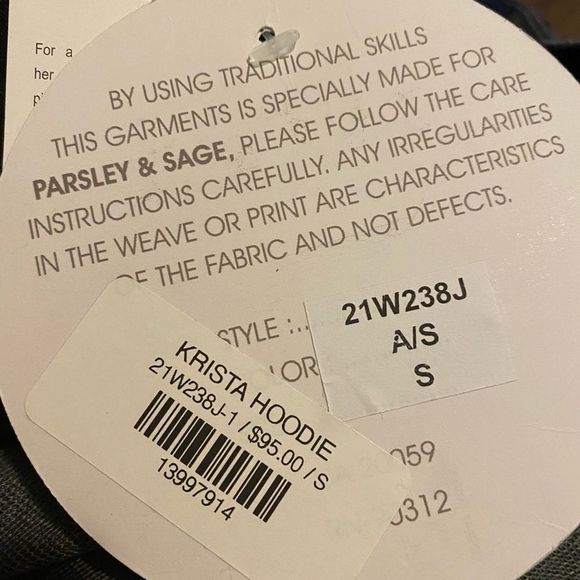 Parsley & Sage Krista Hoodie Lightweight Feather Pattern Hoodie Size Small - Picture 4 of 5